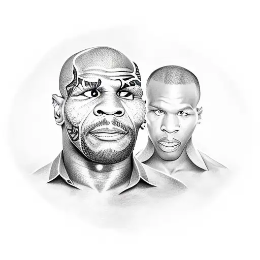 Mike Tyson Portrait Tattoo Heavily Detailed White Background