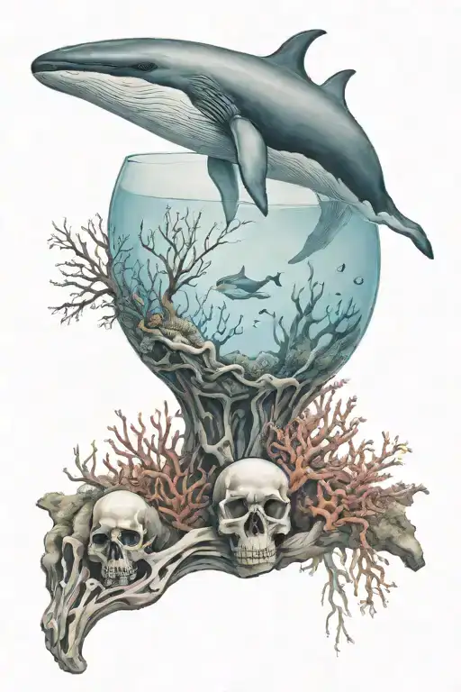 Coral Reef With A Whale Skeleton
