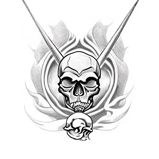 A Skull Doing A Calisthenics Exercise With A Dragon Emerging From Its Eye Socket