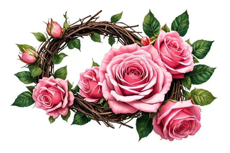 Pink 5 Rose Wreath