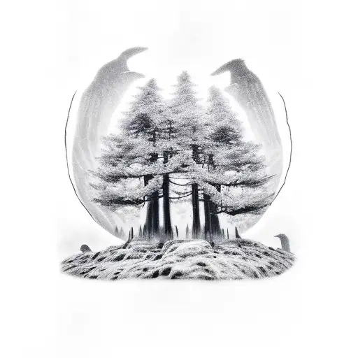 Spooky Forest With Crows