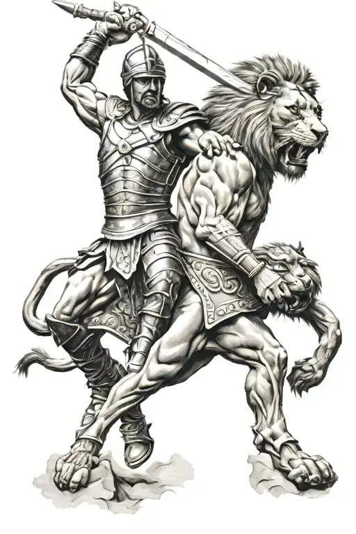 Gladiator And Lion