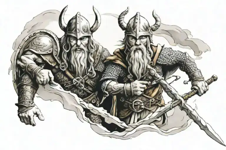 Viking Warrior Coming Out Of A Tunnel