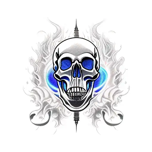 A Video Game Controller Morphing Into A Skull Surrounded By Flames