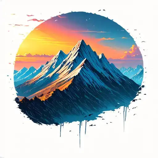 A Majestic Mountain Range Silhouette With A Vibrant Sunset Backdrop