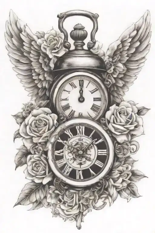 Baby Angel Miscarriage Tattoos With Clock Melting