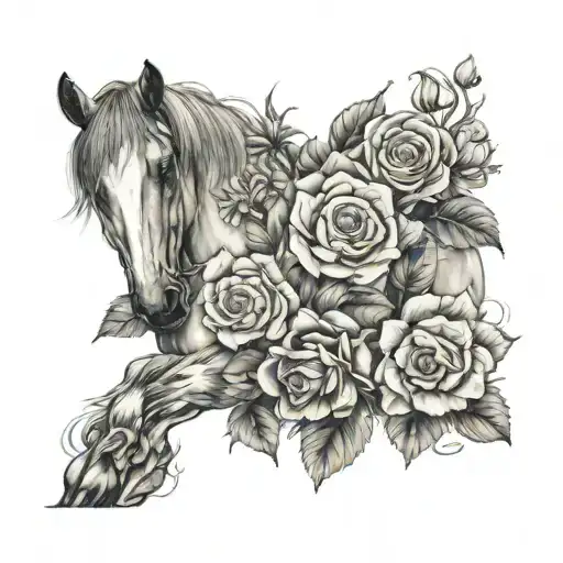 Flowers Horse Dog Baby Hand Incorporated Within