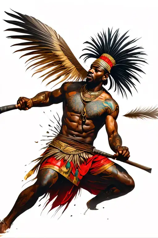 African Warrior Battling