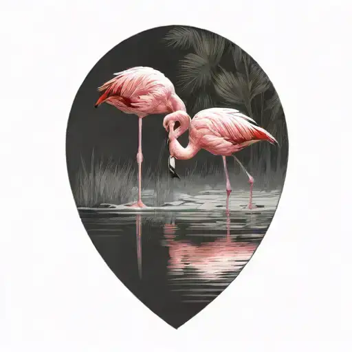 Flamingo Playing With Each Other