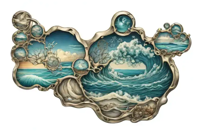 Serotonin Molecule And Ocean Waves