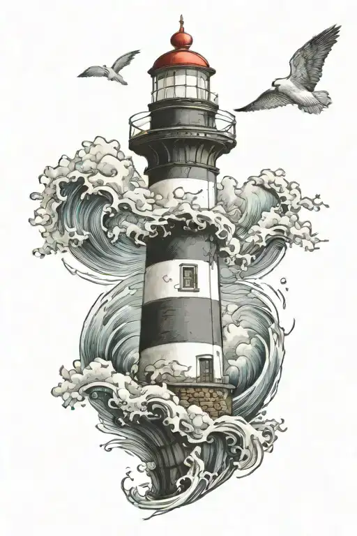 Lighthouse Standing Tall Amidst Crashing Waves