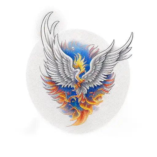 A Majestic Phoenix Rising From The Great Wall Of China In A Realistic Depiction