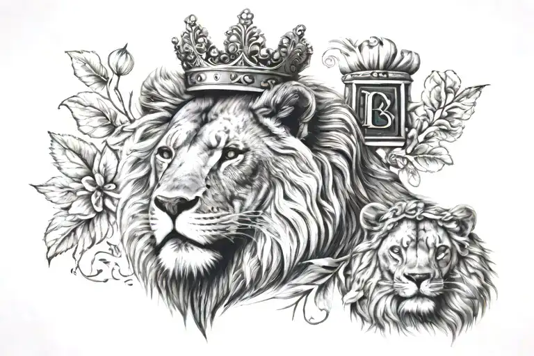 A Lion With A Crown And Family Initials