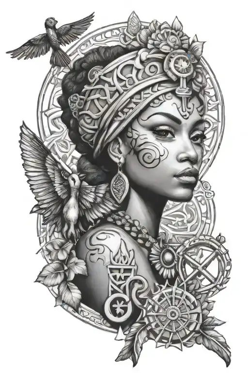 Oshun And Ankh Symbol