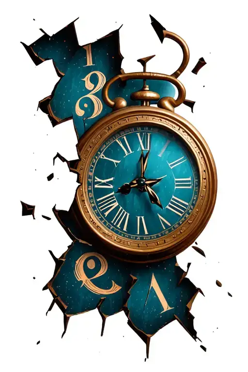 Broken Clock Tattered Numbers