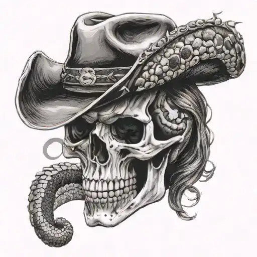 Cowboy Skull With Snake