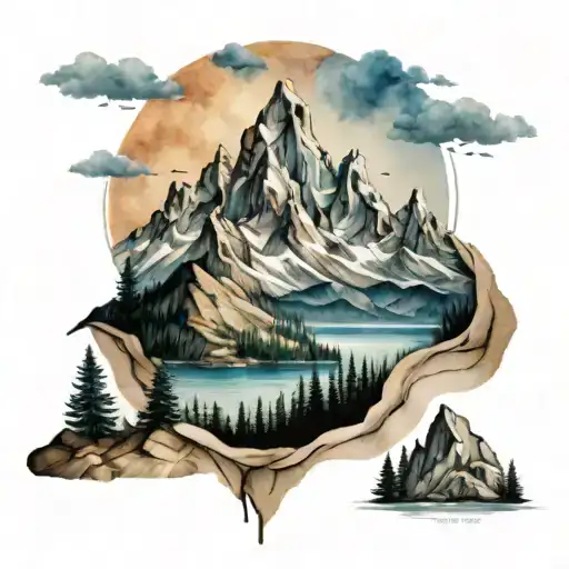 Mountains Half Watercolor