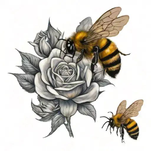 Rose With Honey Bee