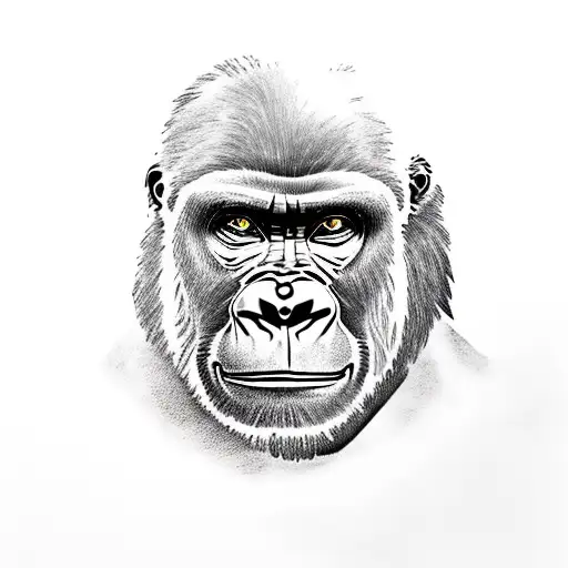 Strong Gorilla Sitting With A Bad Face