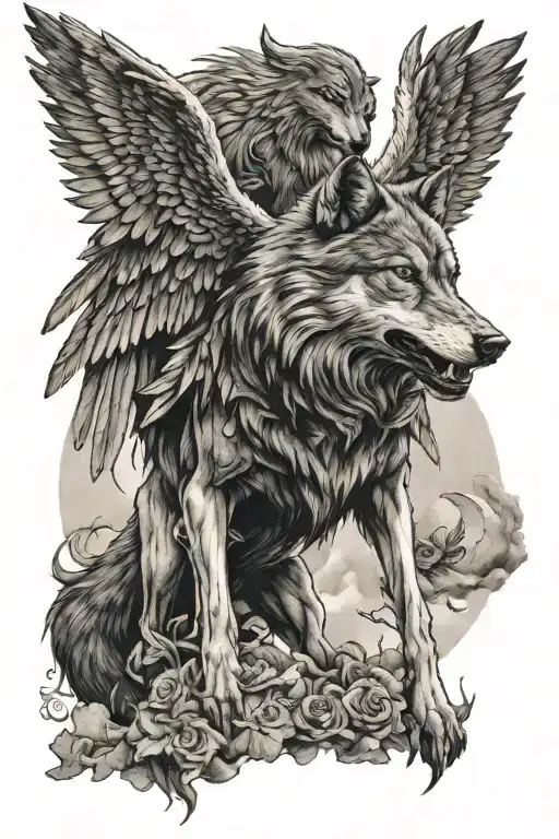 A Wolf With Wings Carries The Soul Of A Fallen Warrior From The Battlefield Into The Sky