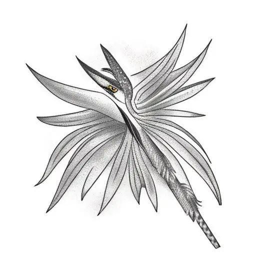 Phoenix With Bird Of Paradise Flower Underneath