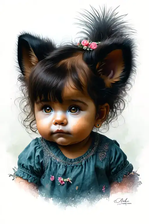 Baby Girl Portrait Animal