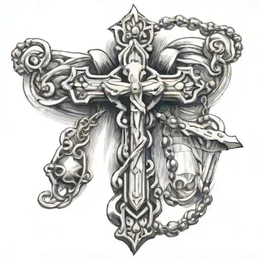 Rosary With A Cross Around Arm