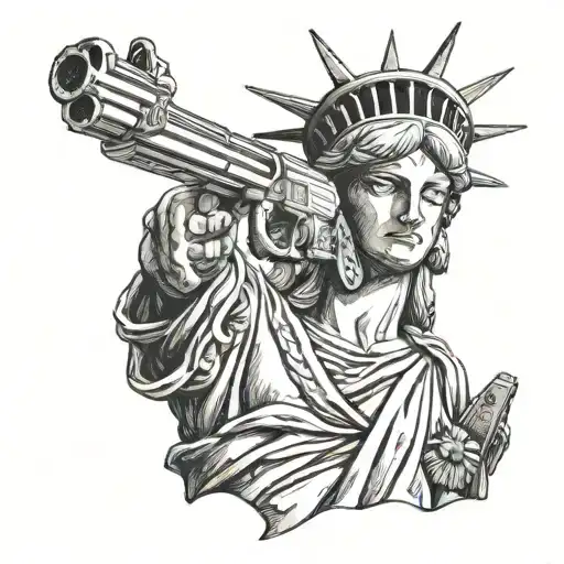 Liberty Statue With Bandana Holding A Gun