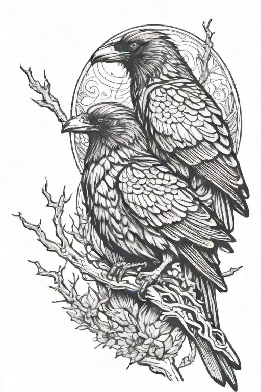 Two Norse Raven Sitting