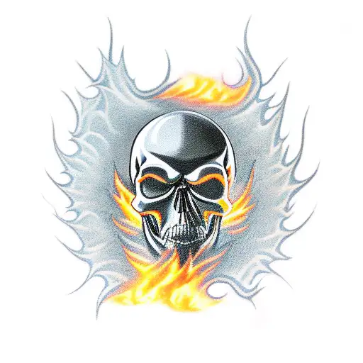 A Video Game Controller Morphing Into A Skull Surrounded By Flames