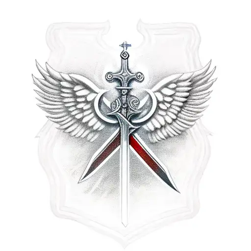 Templar Sword With Angel Praying Inside Trapped