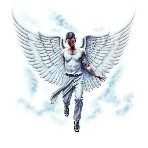 Male Angel Falling From The Sky
