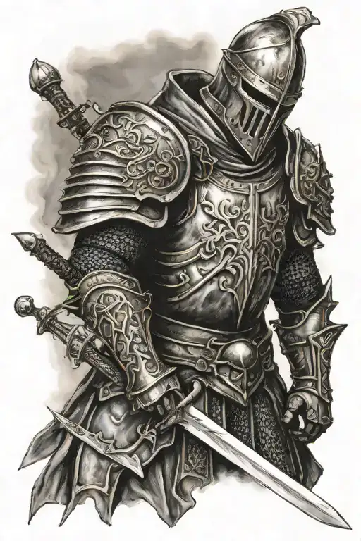 Heavy Knight Holding A Sword
