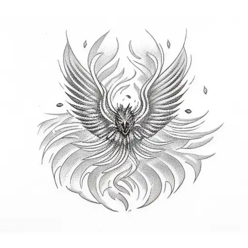 Beautiful Phoenix With Black Lotus Flowers Surrounding Them