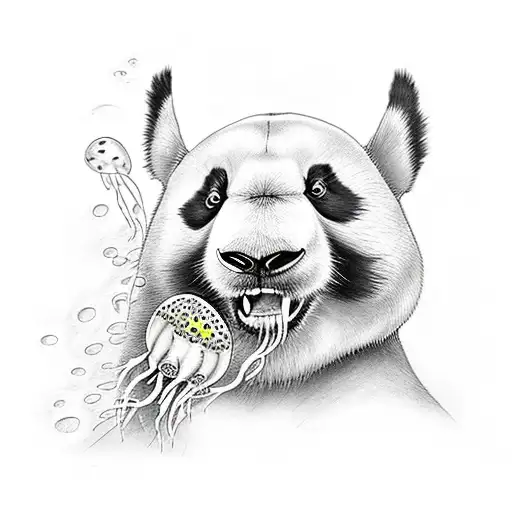 A Panda Boxing A Jellyfish