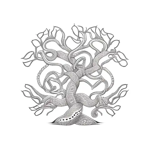 Tree Of Life With Snake And Apple