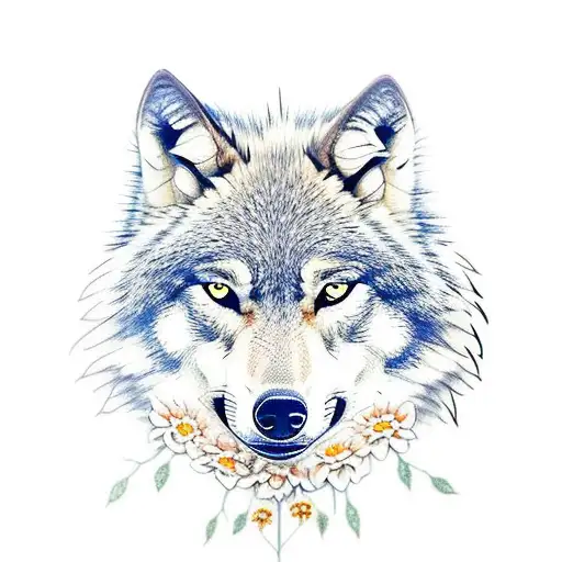 Wolf With Flowers