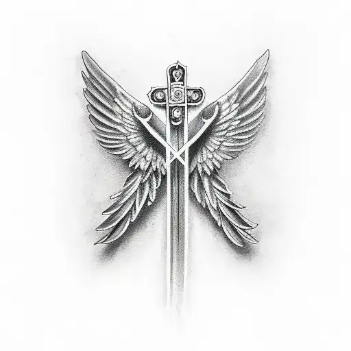 Wing With Cross Through It