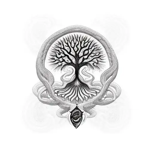 Tree Of Life With Serpent And Apple