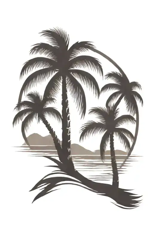 Beach Shore With Crossed Palms