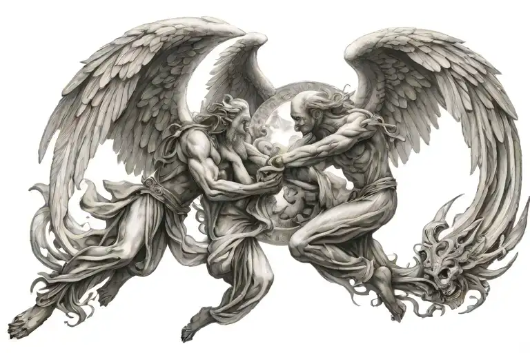 Yin Yang Angel Fighting Demons