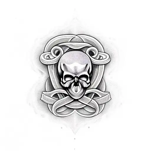 A Knife With Skull And Snake Surrounding Them