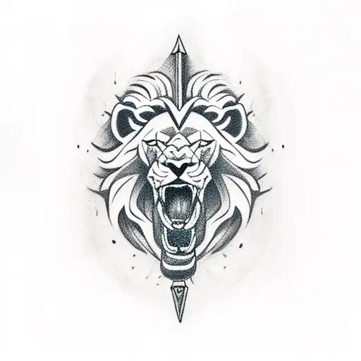 Lion Skull With A Sword Going Through