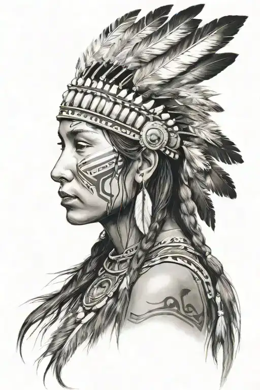 Native American Girl Side Profile