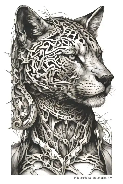 Abstract Human And Animal Head