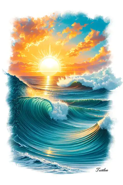 Ocean And Sun Rising