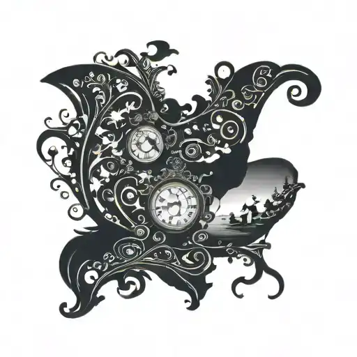 Disney Themed Silhouette With Hints Of Tim Burton Alice In Wonderland