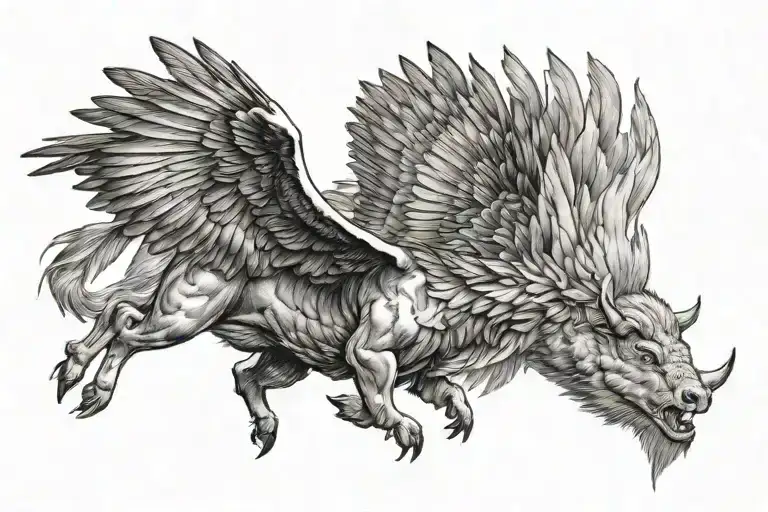 Half Bull Half Hawk Flying