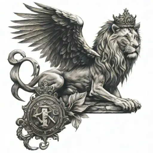 Lion With Wings And Anchor
