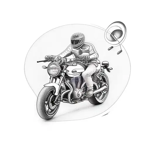 A Realistic Portrait Of A Motorcycle With Music Notes As The Exhaust